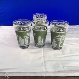 Wedgwood Jasperware Jeanette Green Hellenic Drinking Glasses SET OF 4.